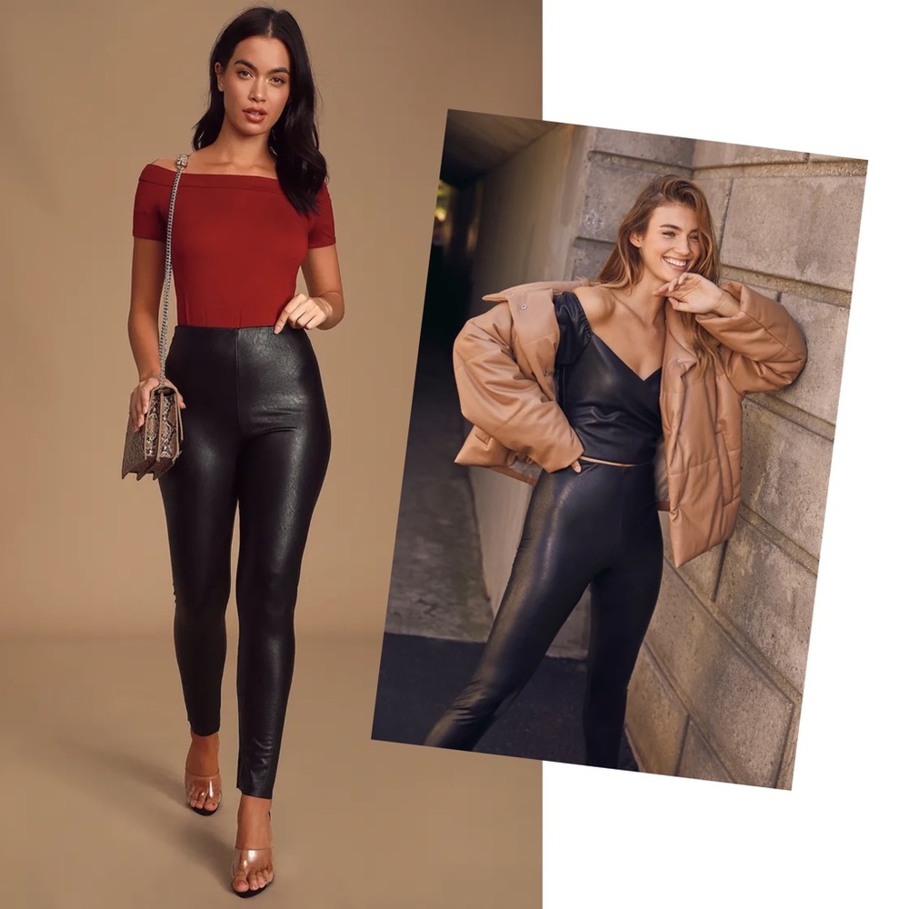 Lulus Ellianna Faux Vegan Leather High Waist Leggings Preowned XS